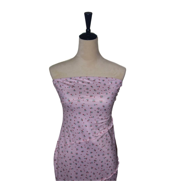 SHEIN MOD Summer Going Out Pink Floral Print Tube Bodycon Dress - Picture 3 of 5